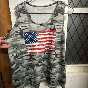 Camo Tank Top with American Flag